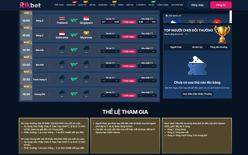 Khuyến mãi SEA Games 33, cơ hội chiến thắng tại RIKBET