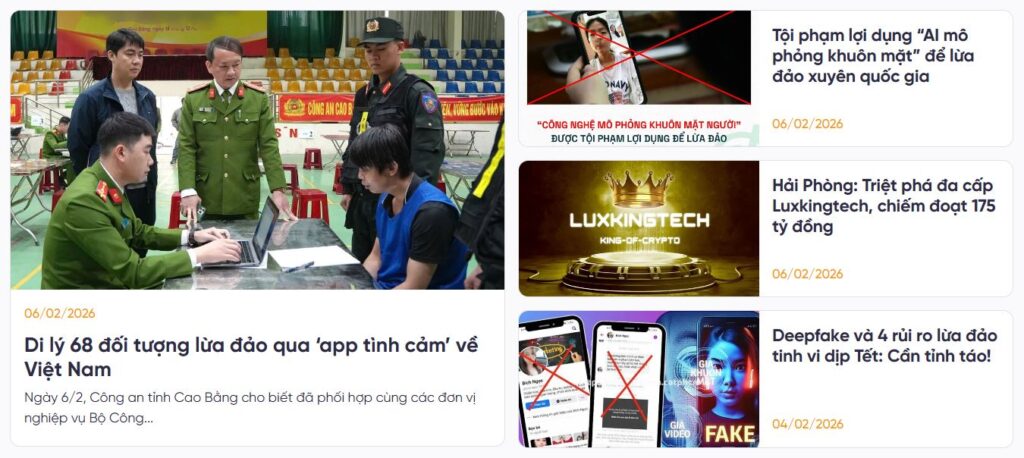 GMNC thường xuyên đăng tin cảnh báo trên website