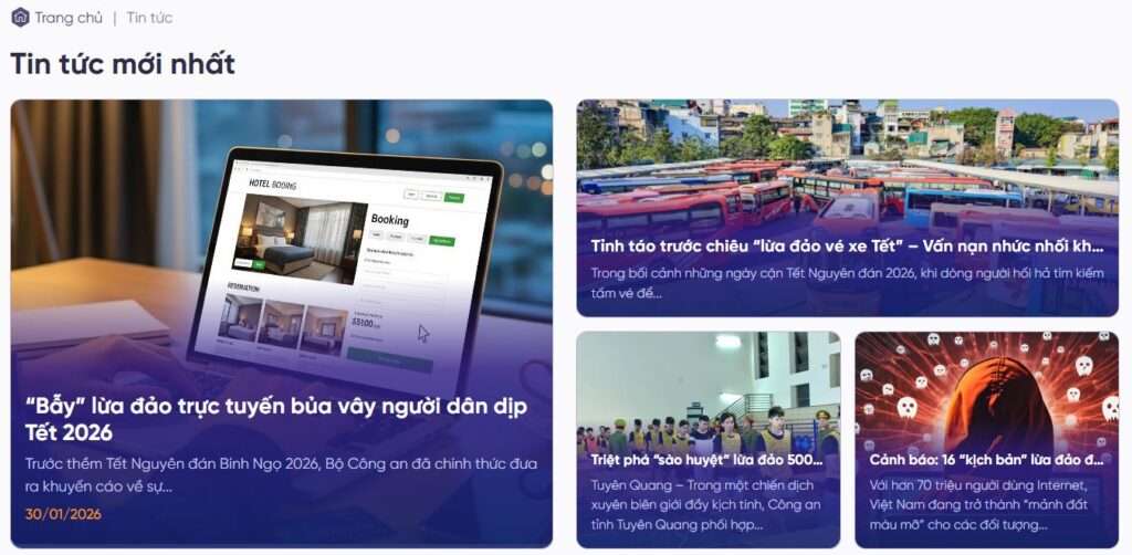 GMNC thường xuyên đăng tải các nội dung về cảnh báo lừa đảo trực tuyến trên website